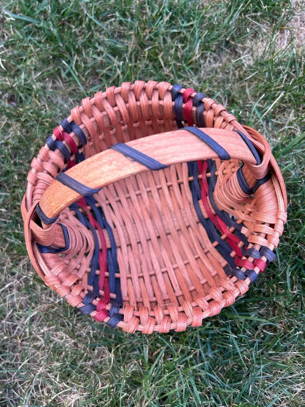 Handwoven Natural Brown Wicker Buttocks Basket with Handle